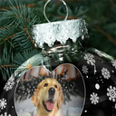 Sad,Memorial,Dog Lovers,Pet Lovers,Cat Lovers,Christmas - Custom Photo Forever Loved Memorial Dog Cat - Personalized Ball Ornament