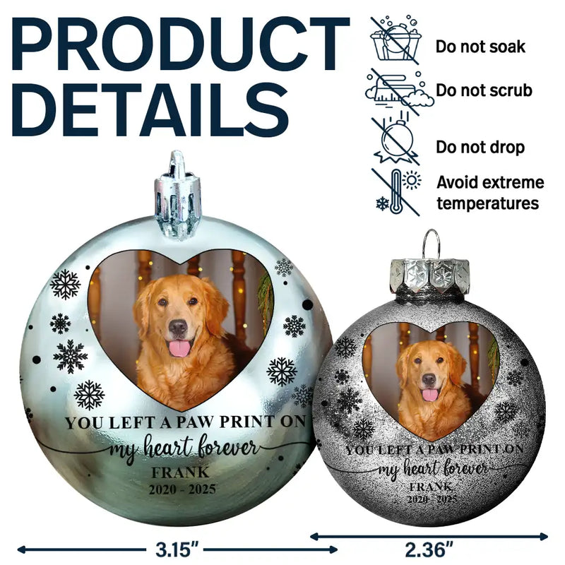 Sad,Memorial,Dog Lovers,Pet Lovers,Cat Lovers,Christmas - Custom Photo Forever Loved Memorial Dog Cat - Personalized Ball Ornament