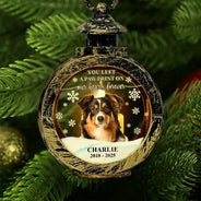 Sad,Memorial,Dog Lovers,Pet Lovers,Cat Lovers,Christmas - Custom Photo Forever Loved Memorial Dog Cat - Personalized Candlelight Lantern Ornament