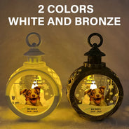 Sad,Memorial,Dog Lovers,Pet Lovers,Cat Lovers,Christmas - Custom Photo Forever Loved Memorial Dog Cat - Personalized Candlelight Lantern Ornament
