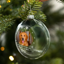 Sad, Memorial, Christmas, Dog Lovers, Pet Lovers, Cat Lovers - Custom Photo Forever Loved Memorial Dog Cat - Personalized Clear Flat Ball Ornament