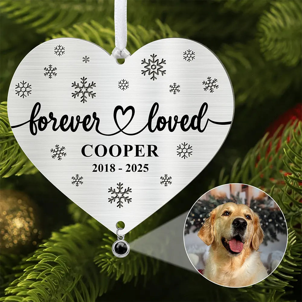 Custom Photo Forever Loved Memorial Dog Cat - Personalized Custom Shaped Photo Projection Ornament