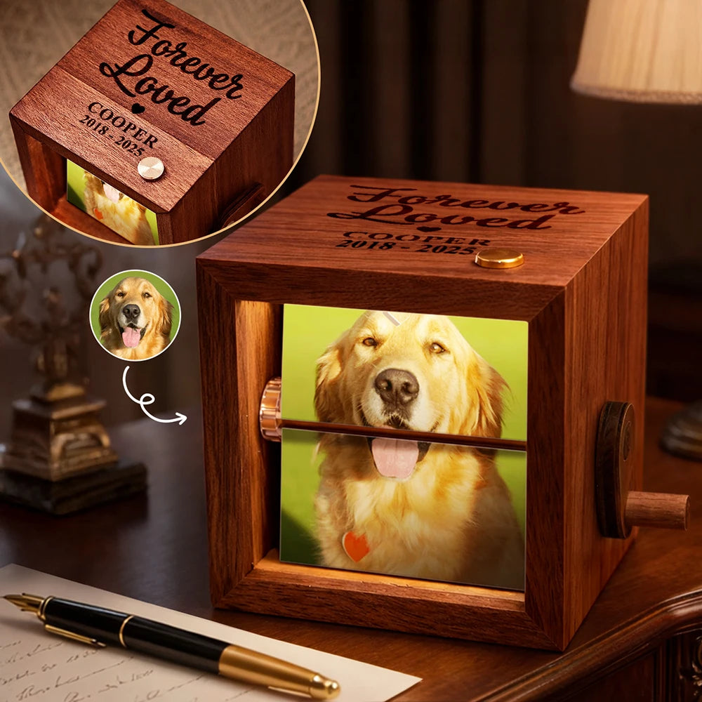 Custom Photo Forever Loved Memorial Dog Cat - Personalized Flipbook Frame Animation Machine