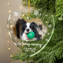 Custom Photo Forever Loved Memorial Dog Cat - Personalized Heart Shaped Glass Ornament