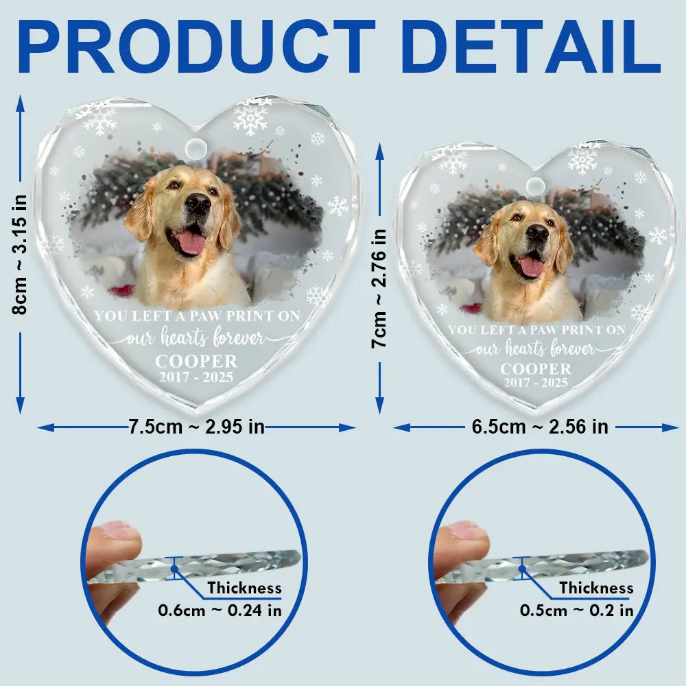 Custom Photo Forever Loved Memorial Dog Cat - Personalized Heart Shaped Glass Ornament