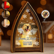 Sad,Memorial,Dog Lovers,Pet Lovers,Cat Lovers,Christmas - Custom Photo Forever Loved Memorial Dog Cat - Personalized Tabletop Lantern Light