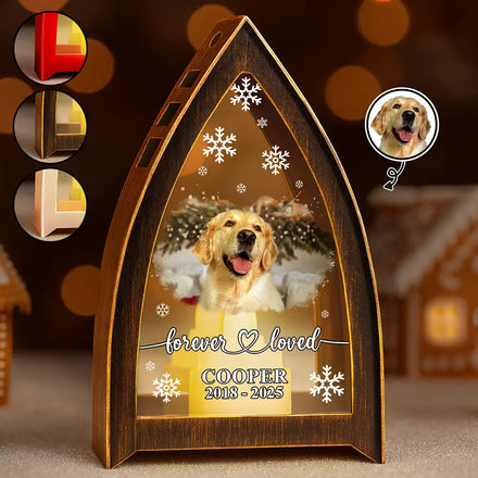 Custom Photo Forever Loved Memorial Dog Cat - Personalized Tabletop Lantern Light