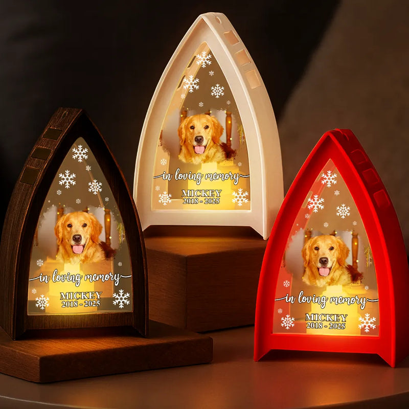 Sad,Memorial,Dog Lovers,Pet Lovers,Cat Lovers,Christmas - Custom Photo Forever Loved Memorial Dog Cat - Personalized Tabletop Lantern Light