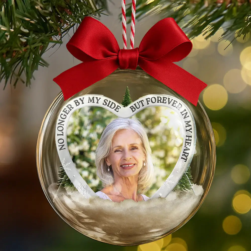 Pet Lovers, Cat Lovers, Dog Lovers, Sad, Memorial, Christmas - Custom Photo Forever Loved Memorial Dog Cat Family - Personalized 3D Acrylic Ball Ornament