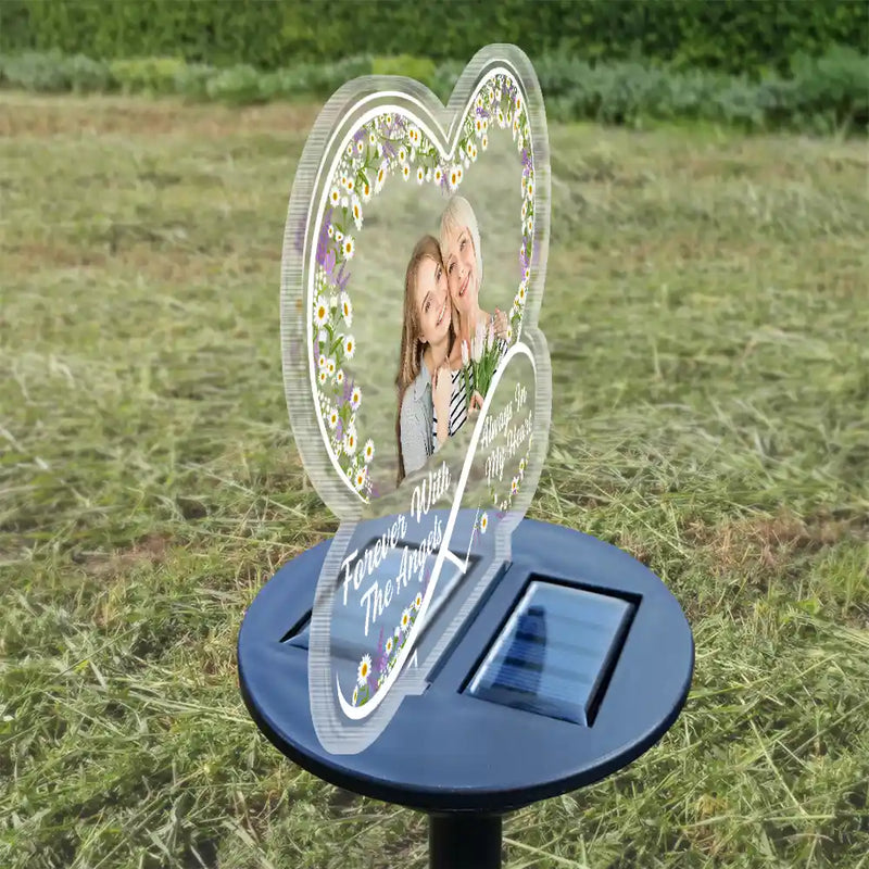Custom Photo, Memorial, Gift For Grandparents, Parents, Family, Love - Custom Photo Forever With The Angels - Personalized Solar Light