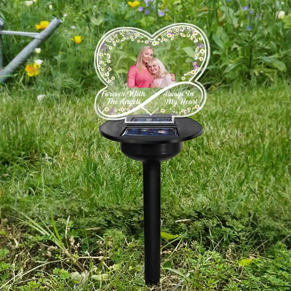 Custom Photo, Memorial, Gift For Grandparents, Parents, Family, Love - Custom Photo Forever With The Angels - Personalized Solar Light
