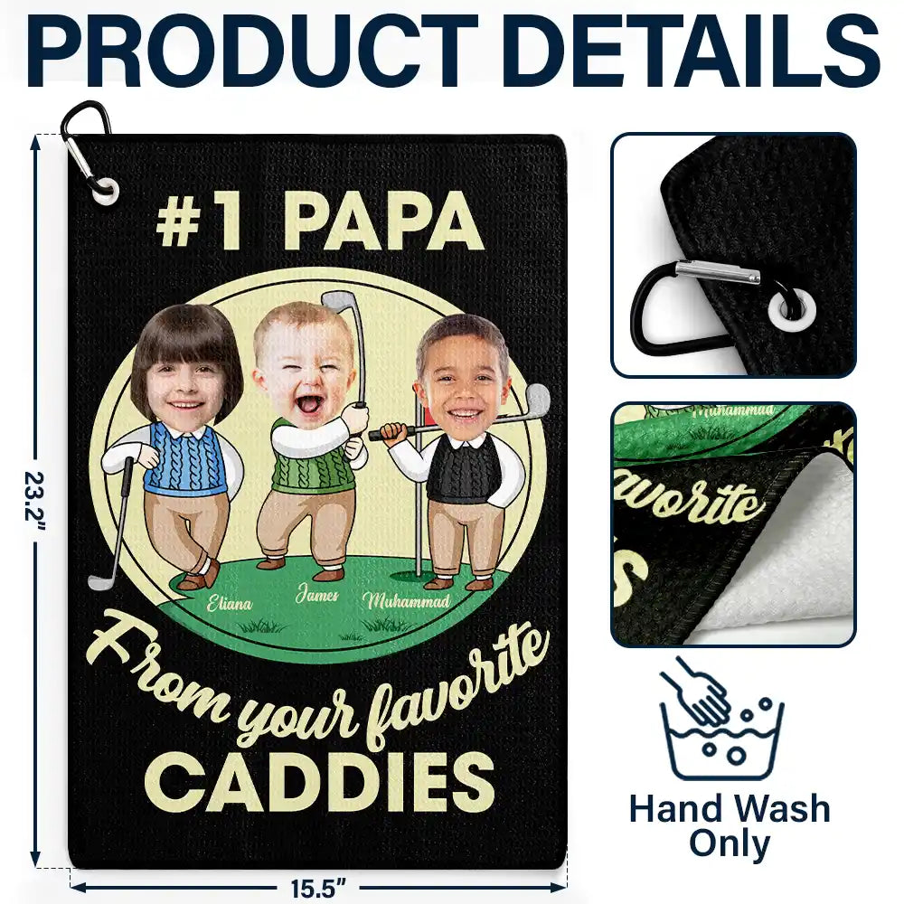 Funny,Gift For Father,Sport Dad,Dad's Hobby,Golf - Custom Photo From Your Favorite Caddy Daddy Papa - Personalized Golf Towel