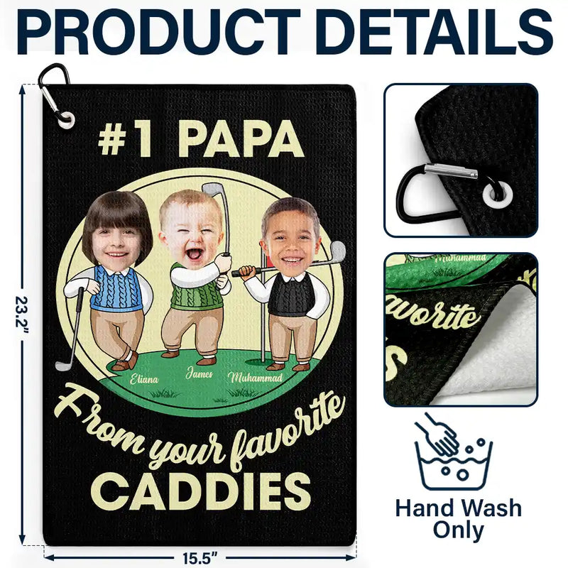 Funny,Gift For Father,Sport Dad,Dad's Hobby,Golf - Custom Photo From Your Favorite Caddy Daddy Papa - Personalized Golf Towel