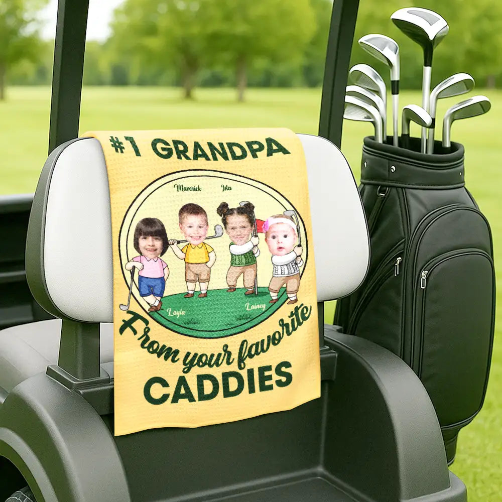 Funny,Gift For Father,Sport Dad,Dad's Hobby,Golf - Custom Photo From Your Favorite Caddy Daddy Papa - Personalized Golf Towel