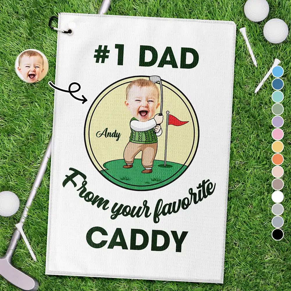 Custom Photo From Your Favorite Caddy Daddy Papa - Personalized Golf Towel