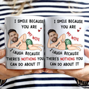 Gift For Husband, Gift For Couples, Custom Photo, Funny - Custom Photo Fun Face I Smile Because You Are My Husband - Personalized Mug