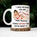 Gift For Husband, Gift For Couples, Custom Photo, Funny - Custom Photo Fun Face I Smile Because You Are My Husband - Personalized Mug
