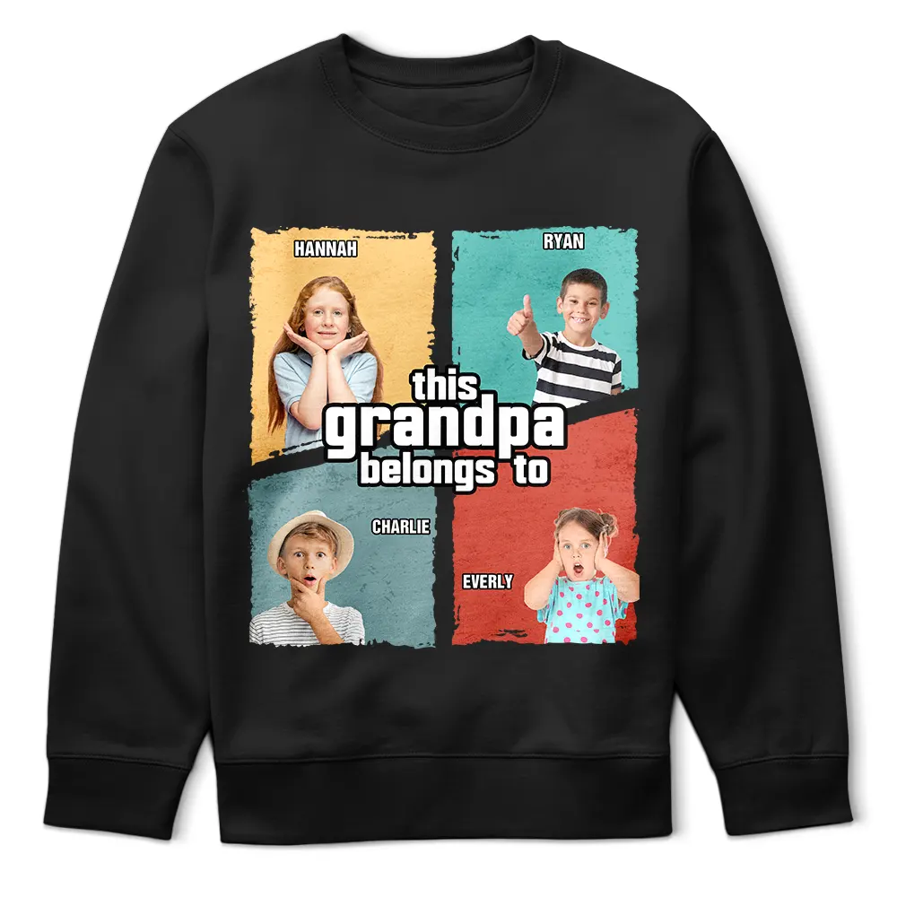 Gift For Father, Gift For Grandpa, Funny, Custom Photo - Custom Photo Fun This Dad Papa Grandpa Belong To - Personalized T Shirt
