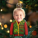 Funny, Parents, New baby, Gift For Grandparents, Christmas - Custom Photo Funny Baby Face Sweater - Personalized Custom Shaped Acrylic Ornament