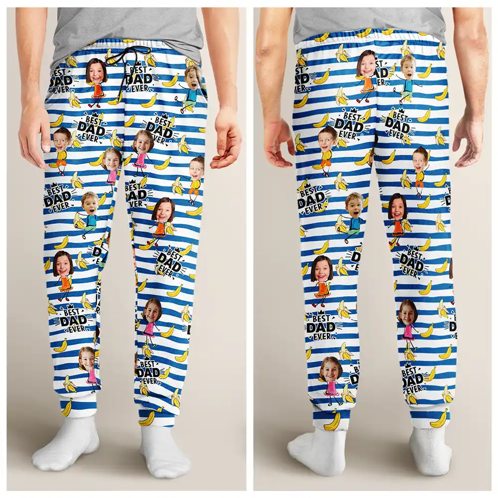 Funny,Gift For Father,Dad - Children,Custom Photo - Custom Photo Funny Banana Best Dad Ever - Personalized Pajama Pants