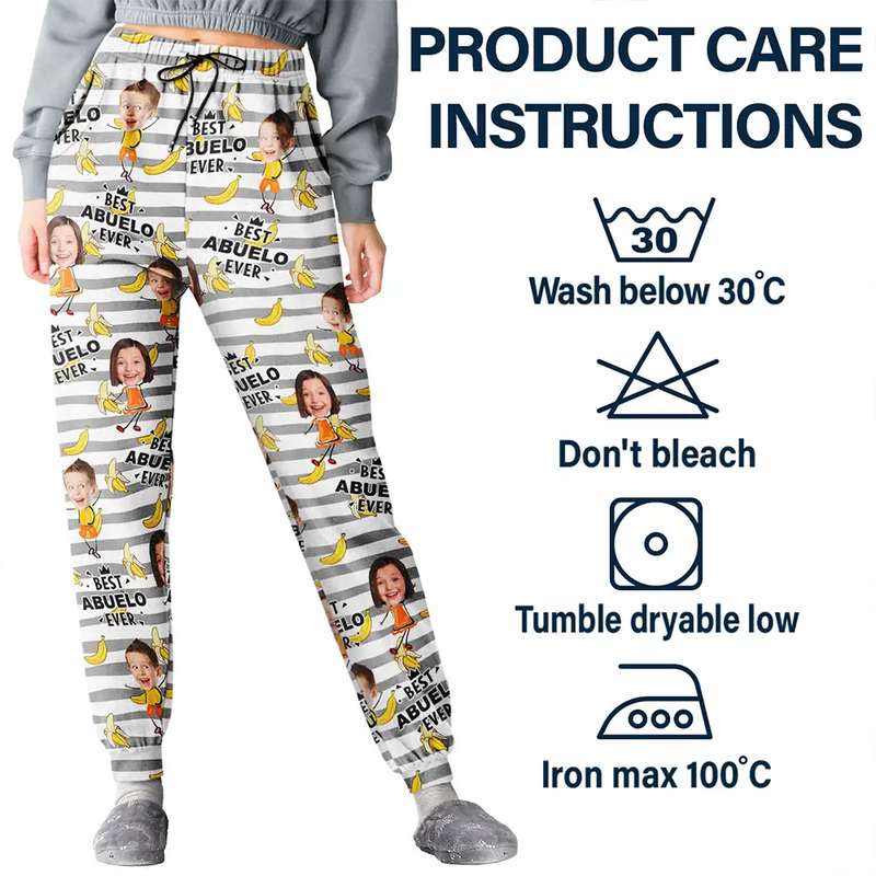 Funny,Gift For Father,Dad - Children,Custom Photo - Custom Photo Funny Banana Best Dad Ever - Personalized Pajama Pants