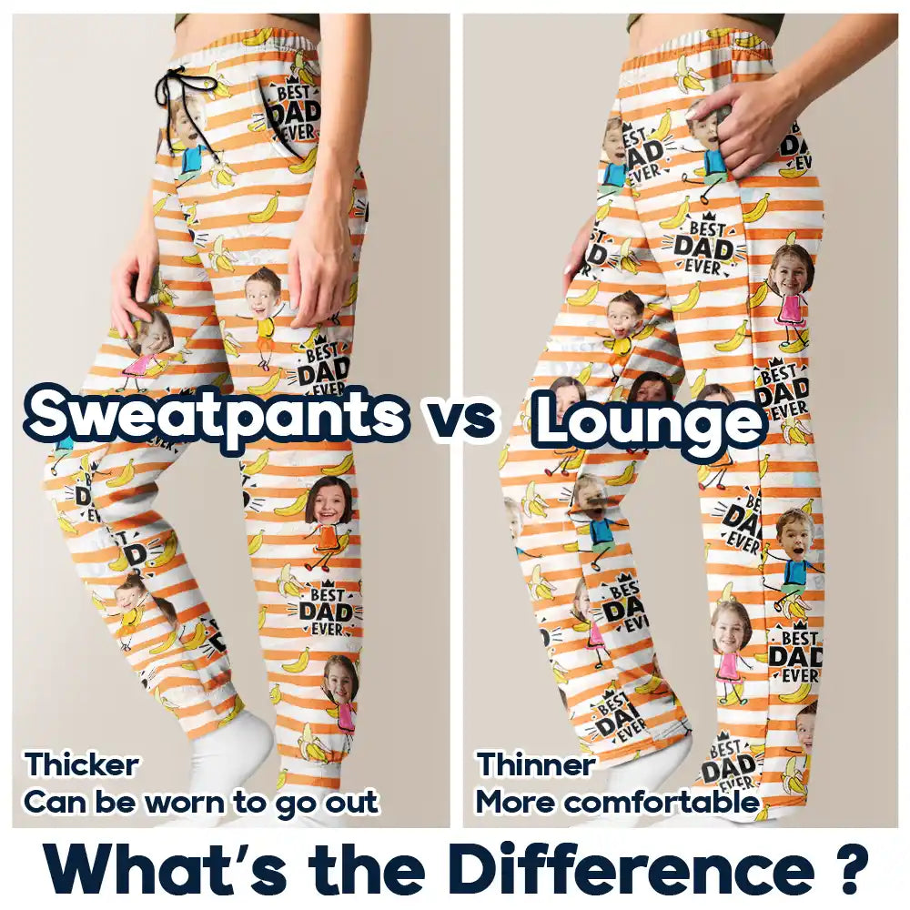 Funny,Gift For Father,Dad - Children,Custom Photo - Custom Photo Funny Banana Best Dad Ever - Personalized Pajama Pants