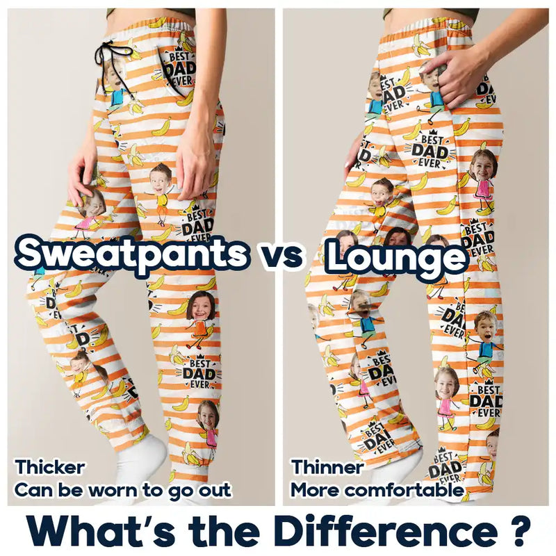 Funny,Gift For Father,Dad - Children,Custom Photo - Custom Photo Funny Banana Best Dad Ever - Personalized Pajama Pants