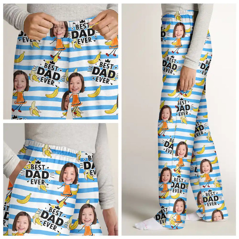 Funny,Gift For Father,Dad - Children,Custom Photo - Custom Photo Funny Banana Best Dad Ever - Personalized Pajama Pants