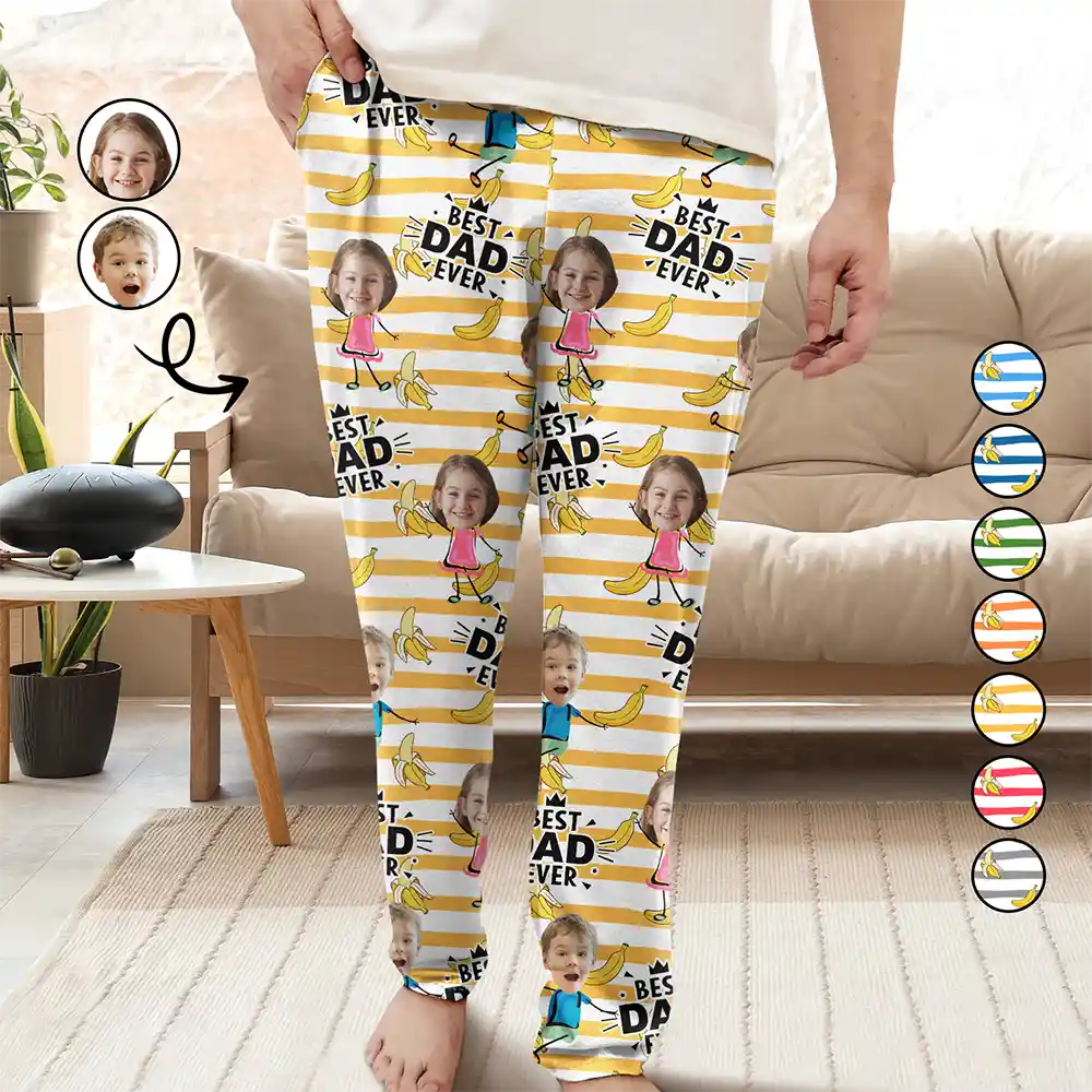 Custom Photo Funny Banana Best Dad Ever - Personalized Pajama Pants