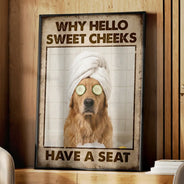 Art Design,Humorous,Pet Lovers,Photo - Funny Bathroom Pet  - Custom Photo Funny Bathroom Pet A Dog Will Be With You Shortly - Personalized Poster