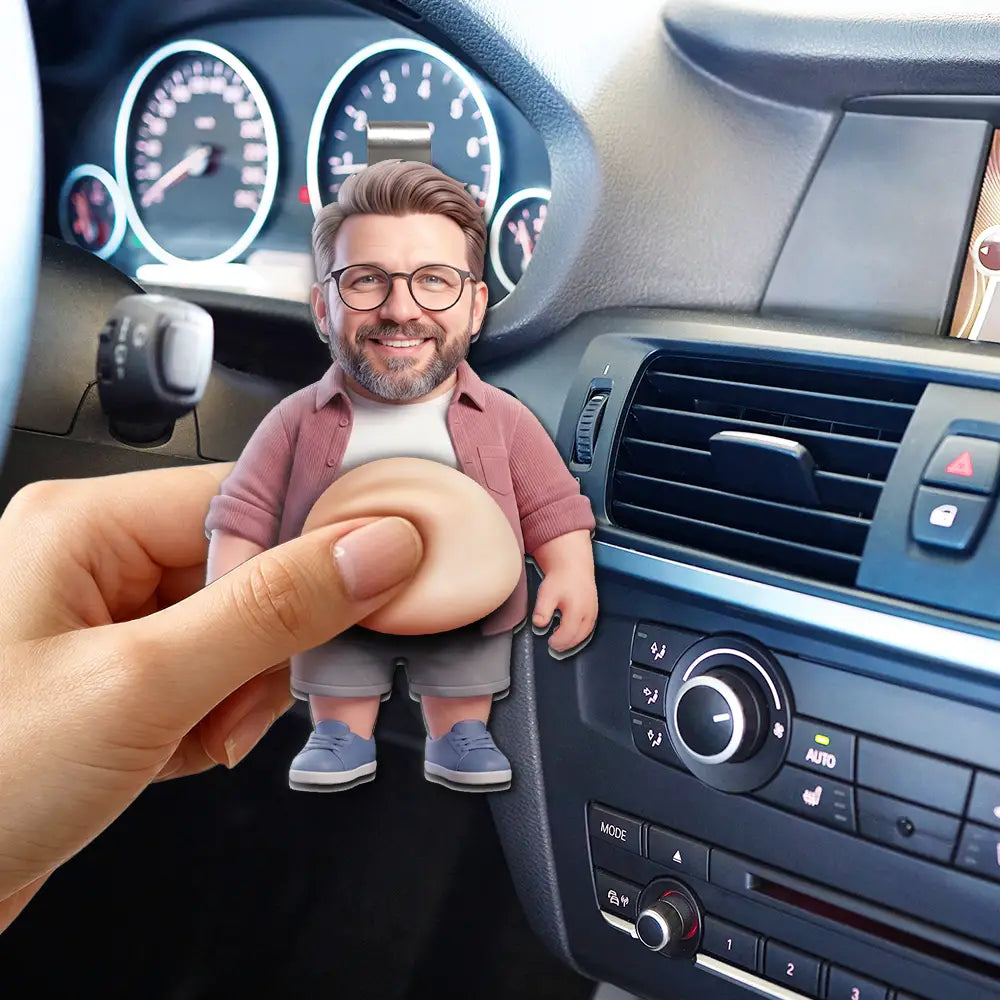 Custom Photo,Art Design,Family,Humorous,Photo - Belly FreeStyle Pose Figure - Custom Photo Funny Belly Character Family Member - Personalized Squishy Acrylic Car Visor Clip