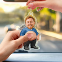 Gift For Colleagues,Humorous,Custom Photo,Cut-Face Photo - Custom Photo Funny Belly Office Squad - Personalized Squishy Acrylic Car Hanger