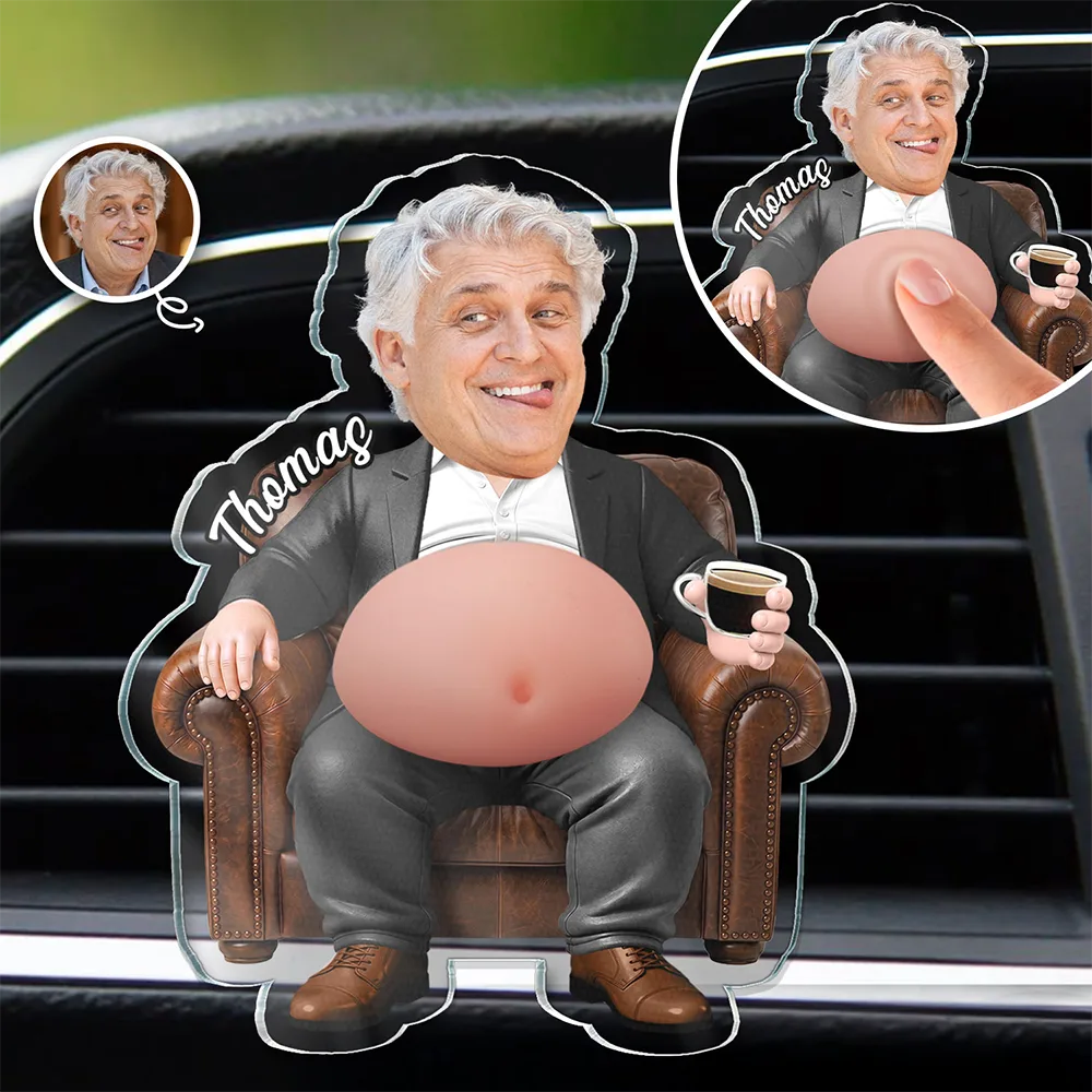 Custom Photo Funny Belly Office Squad - Personalized Squishy Acrylic Car Vent Clip