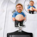 Gift For Colleagues,Humorous,Custom Photo,Cut-Face Photo - Custom Photo Funny Belly Office Squad - Personalized Squishy Badge Reel