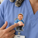 Gift For Colleagues,Humorous,Custom Photo,Cut-Face Photo - Custom Photo Funny Belly Office Squad - Personalized Squishy Badge Reel