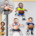 Custom Photo, Football (Soccer), Gift For Men, Gift For Yourself, Humorous, Summer Soccer Games, Cut-Face Photo - Custom Photo Funny Belly Score A Goal - Personalized Squishy Acrylic Fridge Magnet