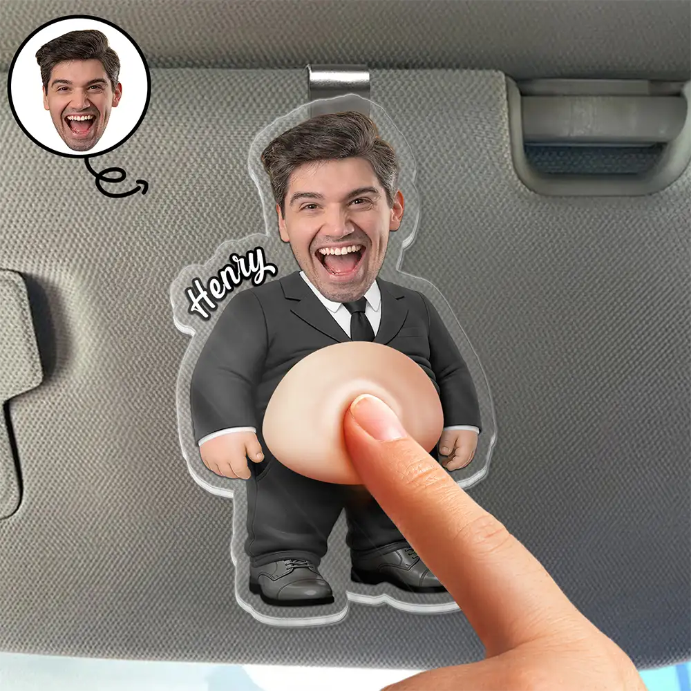 Custom Photo Funny Belly Teacher On Duty - Personalized Squishy Acrylic Car Visor Clip