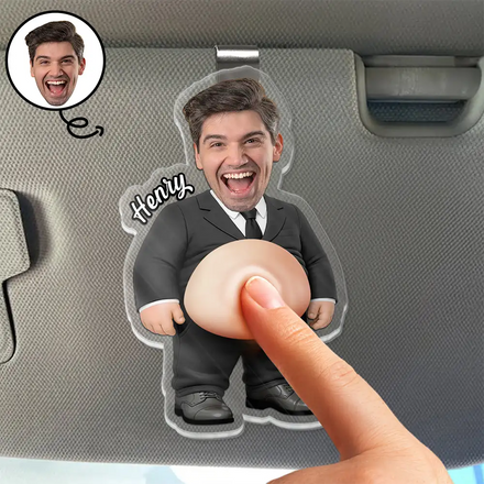 Custom Photo Funny Belly Teacher On Duty - Personalized Squishy Acrylic Car Visor Clip