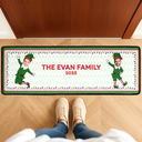 Family,Parents,Gift For Grandparents,Gift For Kids,Gift For Grandkids,Pet Lovers,Dog Lovers,Christmas,Custom Photo - Custom Photo Funny Christmas Elf Family Face Cut - Personalized Runner Rug
