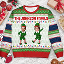 Christmas,Family,Parents,Gift For Grandparents,Gift For Kids,Funny,Custom Photo - Custom Photo Funny Christmas Elf Family Face Cut - Personalized Unisex Ugly Sweater