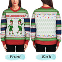 Christmas,Family,Parents,Gift For Grandparents,Gift For Kids,Funny,Custom Photo - Custom Photo Funny Christmas Elf Family Face Cut - Personalized Unisex Ugly Sweater