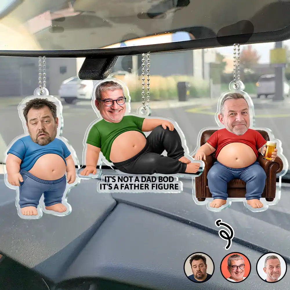 Custom Photo Funny Dad Bod Belly - Personalized Acrylic Car Hanger