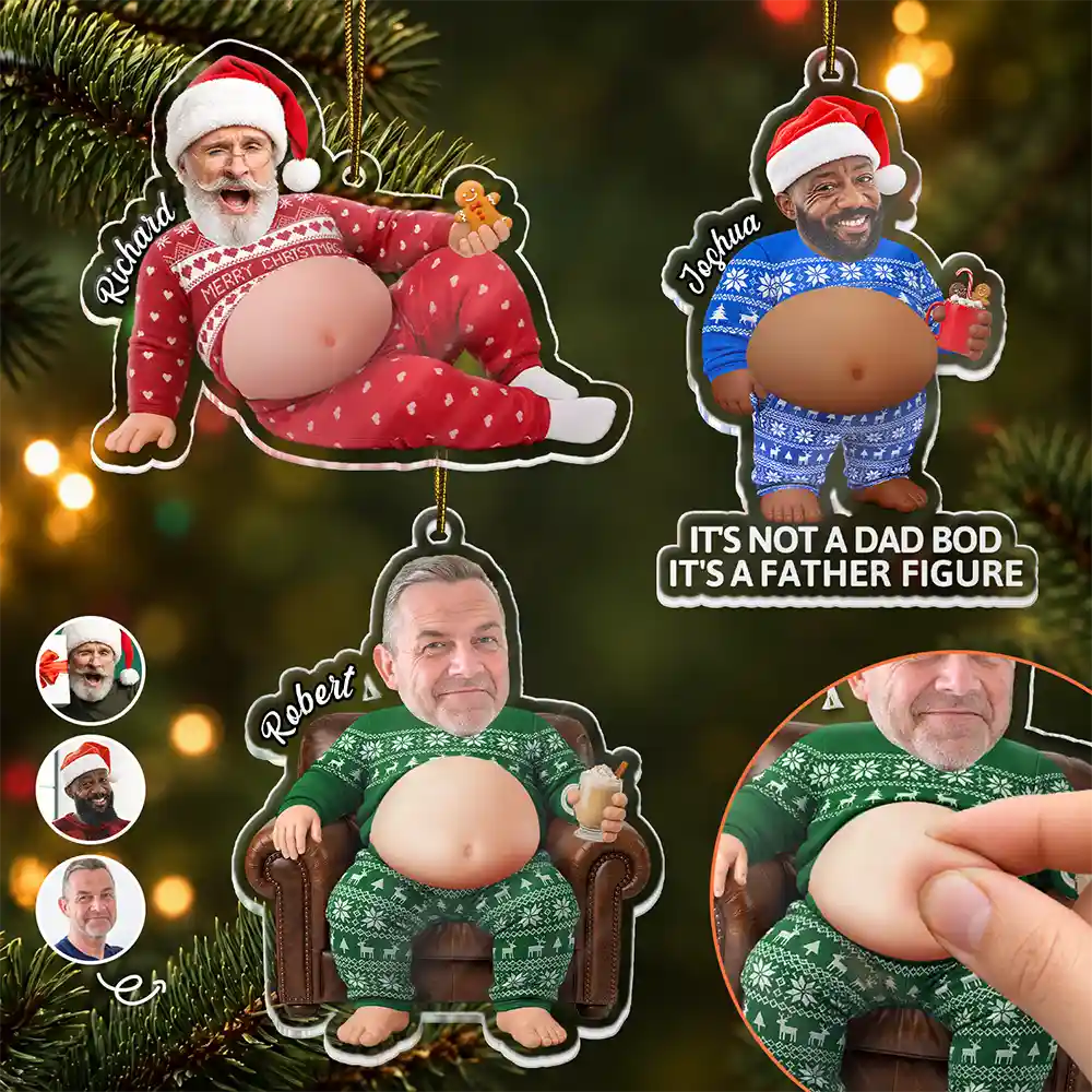 Custom Photo Funny Dad Bod Belly For Him Dad Husband - Personalized Squishy Acrylic Ornament