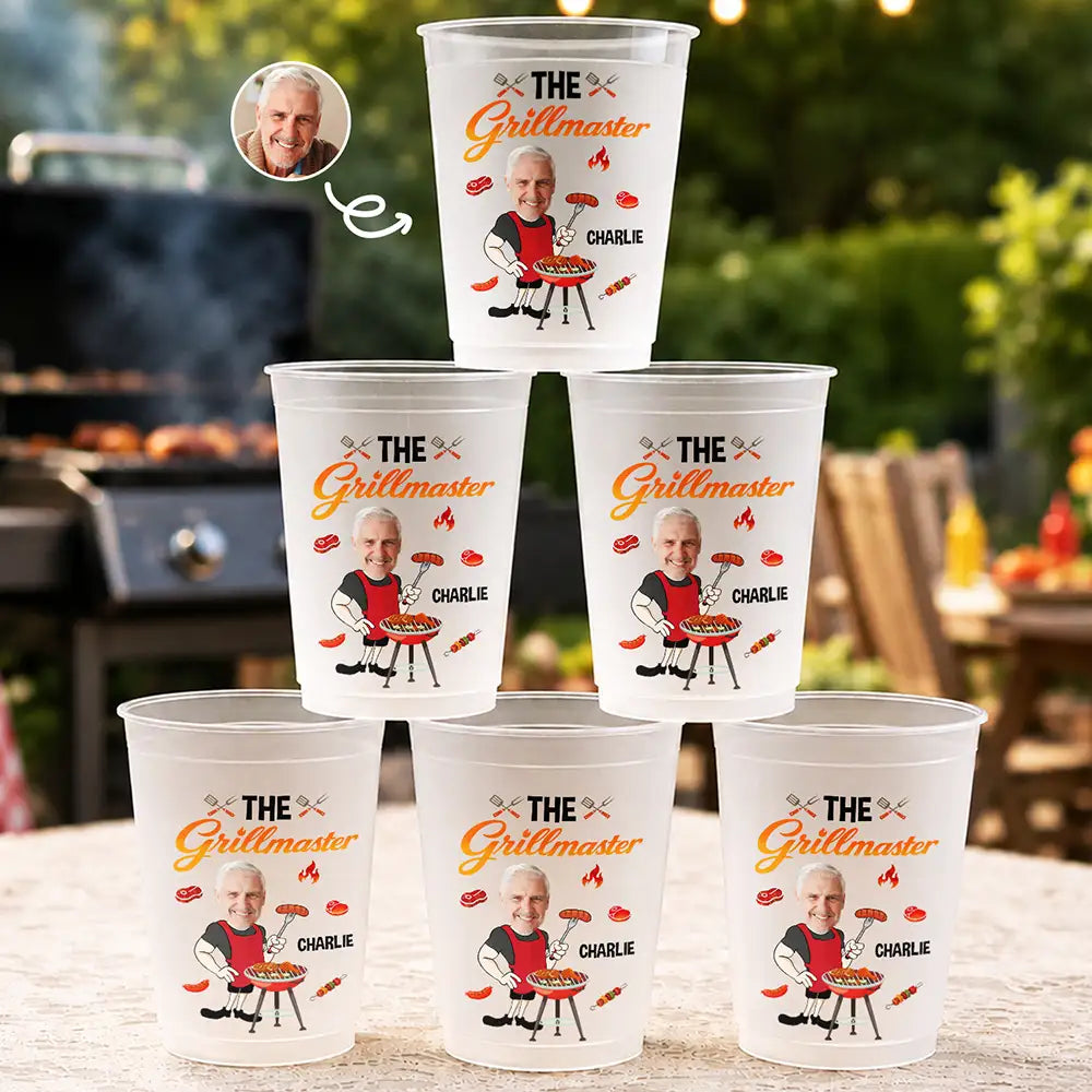 Custom Photo Funny Dad Grandpa Grill Master - Personalized Frosted Cup ...
