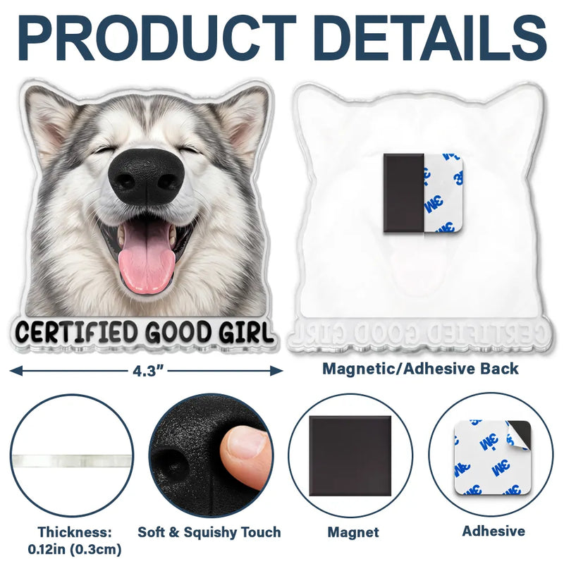 Custom Photo Funny Dog Boop The Snoot - Personalized Squishy Acrylic Fridge Magnet