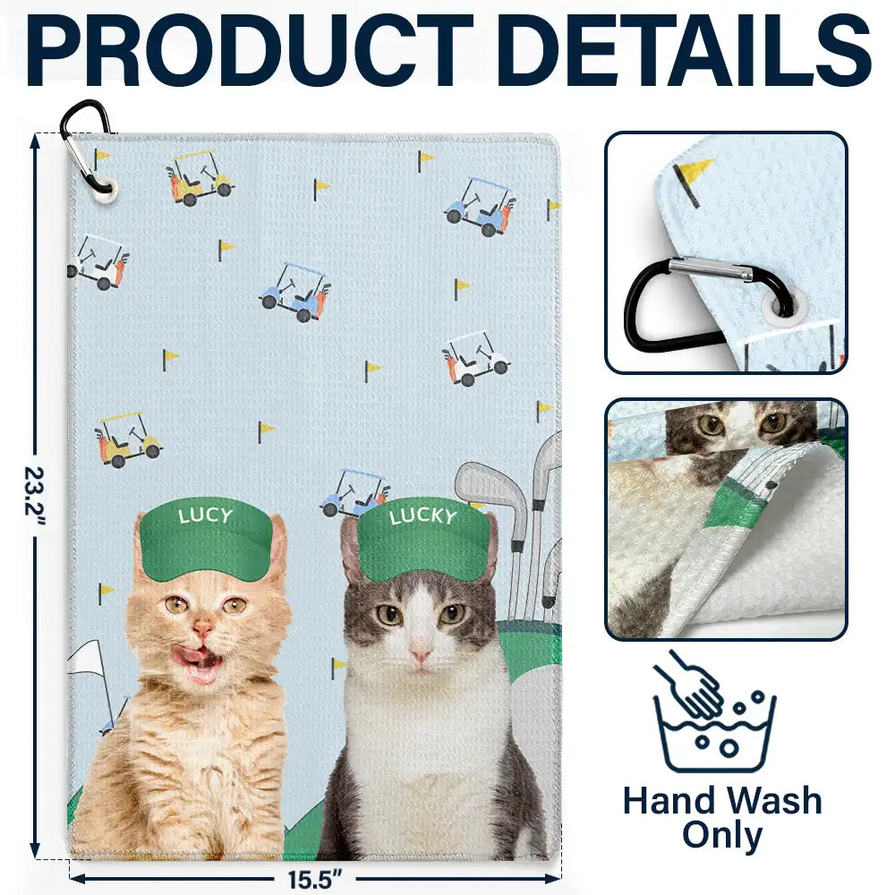 Happy, Golf, Gift For Men, Gift For Husband, Dog Lovers, Pet Lovers, Gift For Yourself - Custom Photo Funny Dog Cat - Personalized Golf Towel