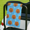 Happy, Golf, Gift For Men, Gift For Husband, Dog Lovers, Pet Lovers, Gift For Yourself - Custom Photo Funny Dog Cat Kid - Personalized Golf Towel