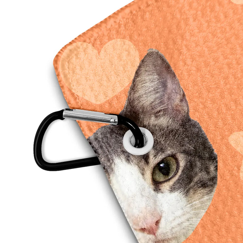 Happy, Golf, Gift For Men, Gift For Husband, Dog Lovers, Pet Lovers, Gift For Yourself - Custom Photo Funny Dog Cat Kid - Personalized Golf Towel