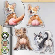 Custom Photo, Art Design, Pet Lovers, Humorous, Photo - Squishy Pet Butt - Custom Photo Funny Dog Cat Pet Butt - Personalized Squishy Acrylic Fridge Magnet