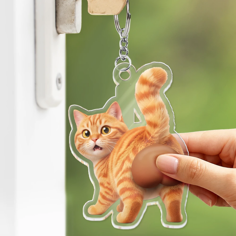 Art Design, Humorous, Pet Lovers, Photo - Squishy Pet Butt - Custom Photo Funny Dog Cat Pet Butt - Personalized Squishy Acrylic Keychain
